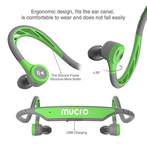 MUCRO Wireless Bluetooth Earbuds Behind Neck Running Ear Phones With