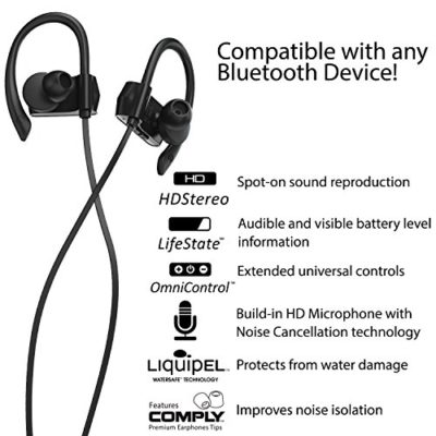 Phaiser BHS-430 Bluetooth Headphones, Sweatproof Wireless Earbuds For