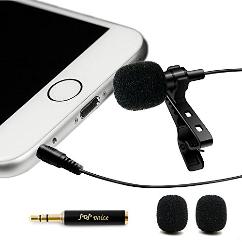voice 16 Feet Single Head Lavalier Lapel Microphone Omnidirectional Condenser Mic for iPhone Android & Windows Smartphones Studio Video Recording YouTube Interview 