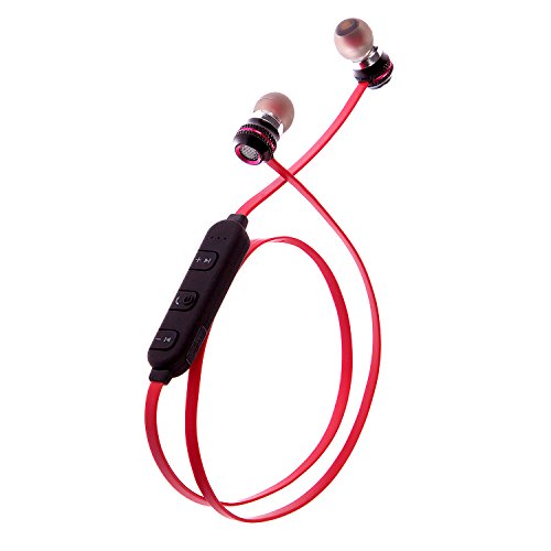 red wireless earphones