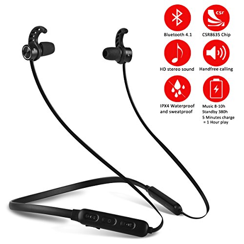 Magnet Wireless Bluetooth Earphone Stylish Sports Headset Headphone Black 