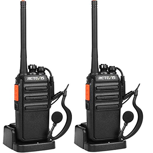 2 Pack Retevis H-777S Walkie Talkie Rechargeable Long Range Handheld Two-Way Radio with USB Charger and Walkie Talkies Earhook Earpiece FA9123F-C9034AX2-J9118AX2 